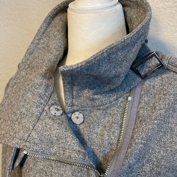 Ted Baker London Wool Blend Grey Peacoat Zip & Belt Jacket - Picture 5 of 11